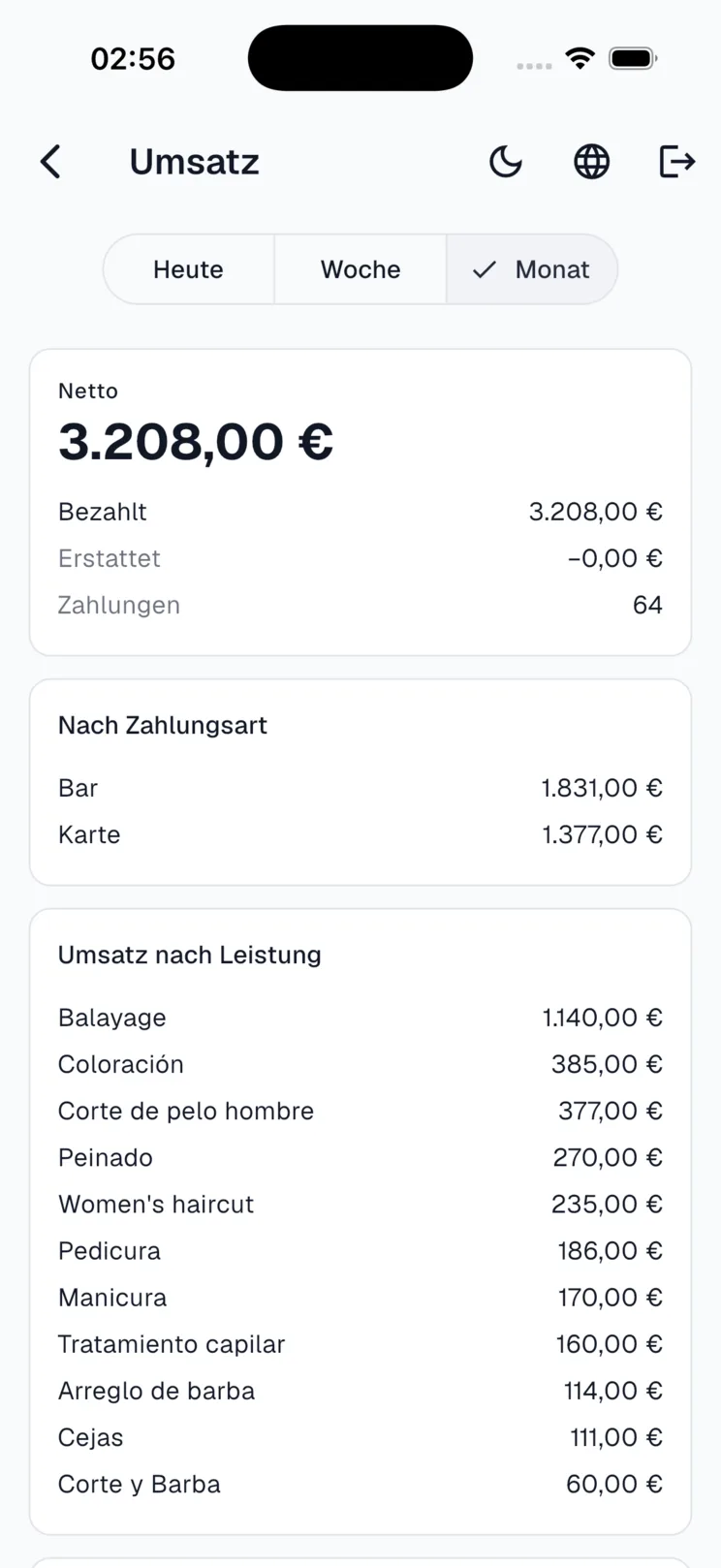 Umsatz & Abrechnung, erledigt